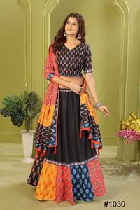 Lehenga choli ชุดเสื้อผ้าฝ้ายผ้าเรยอนขนาดใหญ่พร้อมงานพิมพ์ดิจิตอล - Product Image 4