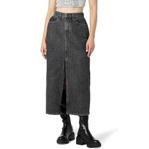 Jupe en jean à la mode longue d'été noire en coton de haute qualité pour femmes Service OEM personnalisé Robes décontractées de couleur unie Jupe en jean - Product Image 1