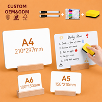 Tableau blanc de bureau en acrylique découpé au laser de qualité supérieure avec support en bois amovible A4/A5/A6, tableau mémo effaçable à sec pour le bureau/l'école/la maison