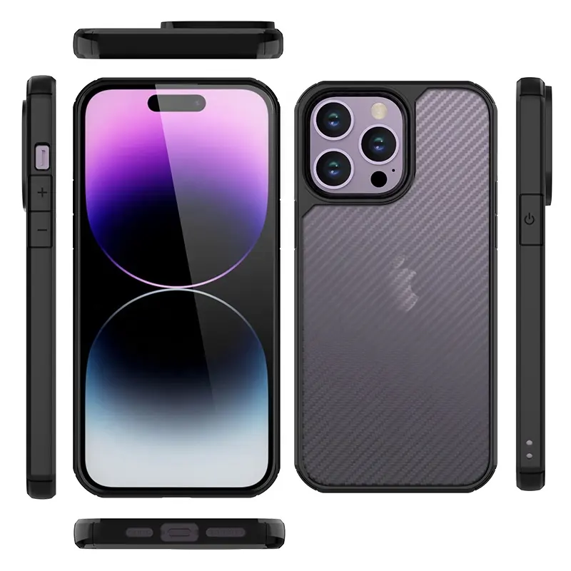 Shockproof Case Carbon Fiber Material Anti-Fingerprint Phone Case Hard Pc Cover For IPhone 14 11 12 13 Pro Max 14 Plus 14pro