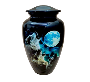 Wolf <b>Urn</b> 3 Wolves Cremation Funeral and Memorial <b>Urn</b> for <b>Pet</b> <b>Ashes</b> Holds up to 200 Lbs Affordable <b>Urn</b> for <b>Ashes</b> - Product Image 1