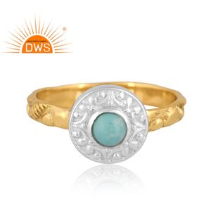 แหวนพลอยสีเทอร์ควอยส์แบบอะริโซนาธรรมชาติชุบทอง18K สำหรับผู้หญิงเครื่องประดับตามสั่งสำหรับเป็นของขวัญสำหรับผู้หญิง - Product Image 3