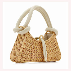 Elegante bolso de rafia Premium tejido a mano de ratán y algas marinas con perlas suaves y detalles inspirados en diamantes Chic, moderno y duradero - Product Image 1