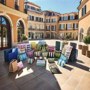 Bolsas de cremallera de nailon reciclado hechas a mano de fabricante directo, bolsa de patrón de rayas tejidas reutilizables, estilo tradicional indio único - Product Image 2