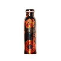 Bouteille d'eau artisanale en cuivre, design classique, en métal et verre, 500ml-1000ml, avec couvercle vissé en acier inoxydable, écologique
