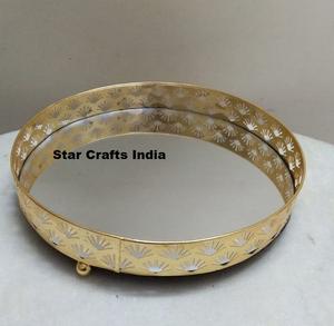 Vente en gros de luxe personnalisé en acier inoxydable argent or plateau métal hôtel restaurant thé café plateau de fruits plateau de service - Product Image 1