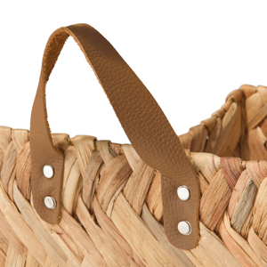 Cesta de almacenamiento de jacinto de agua en forma de barco Natural de mimbre con asas de cuero sala de estar baño cesta de organización de algas marinas - Product Image 3