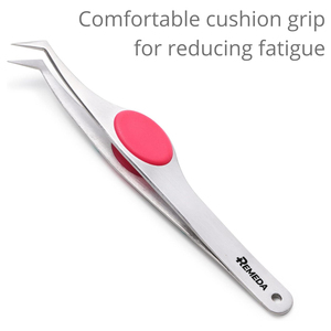 REMEDA-Pinzas de punta en ángulo de alta precisión, 12cm, agarre de cojín, pinzas de joyería con potencia Manual, juego de instrumentos de puntas en ángulo fino - Product Image 2