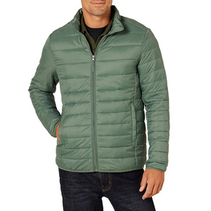 Vente chaude hommes veste d'hiver en vrac quantité solide épais coton bouffant avec fermeture éclair col montant Long Style décontracté toile tissu - Product Image 4