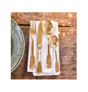 Ensemble de couverts 26 pièces en métal noir plaqué or look design Service de traiteur en acier miroir ensemble de couverts solides de qualité supérieure - Product Image 4