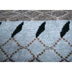 Tapis géométrique noué à la main en laine et soie de bambou Manchaha, rectangulaire, épaisseur 10 mm, pour salon, couloir - Les-1181 Gris & Noir - Product Image 2