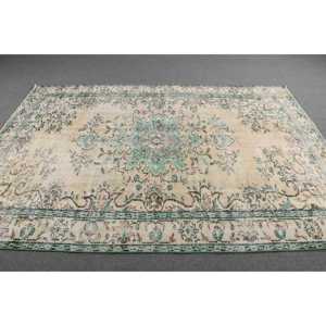 Grand tapis turc 5,8x8,7 pieds, tapis en laine vintage camouflage vert - Product Image 3
