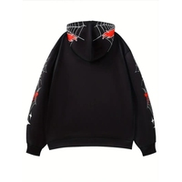 Sudadera con capucha térmica de invierno con estampado de araña, cremallera completa, 100% algodón, diseño de cara roja llamativa, estilo oversize, para streetwear, moda casual y cosplay
