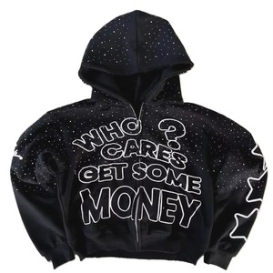 Men's Hooded Cotton Fleece Sweatshirt Regular Fit Distressed Washed Design With Pockets And <b>Dripping</b> Print Autumn Casual Style - Product Image 6