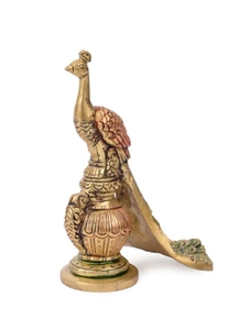 Pièce décorative en laiton antique en forme de paon - 6 pouces de hauteur Décoration d'intérieur dorée Style moderne Décoratif - Product Image 3