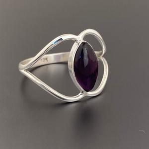 Meilleur Design Fait à la Main Améthyste Pierre Précieuse Classique Cabochon Bague 925 Solide Argent Sterling 925 Argent Estampillé Mode Bijoux en Argent - Product Image 2