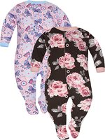 Romper lengan panjang motif bunga dan kupu-kupu, Jumpsuit kancing baju balita bayi baru lahir musim dingin