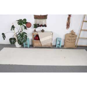 Tapis de 3,4 x 10,8 pieds, tapis turc vintage, tapis en laine à pois blancs - Product Image 3