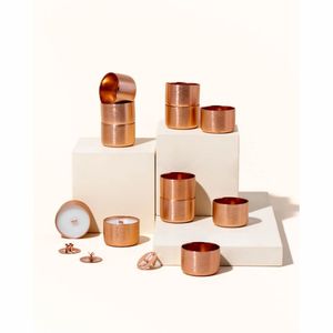 Bocaux à bougies en cuivre personnalisés de 250 ml, boîtes à bougies en métal dorées rose de luxe pour la fabrication de bougies à la cire de soja, vente en gros de porte-bougie en métal - Product Image 1