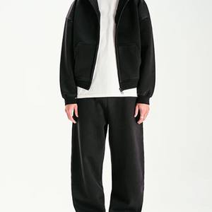 ชุดวอร์มและมีฮู้ดสำหรับผู้ชายชุดวอร์มผ้าคอตตอนฟลีซแบบรูดซิปขึ้นโอเวอร์ไซส์ออกแบบโลโก้ได้ตามต้องการ - Product Image 5