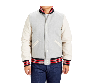 Chaqueta universitaria de lana personalizada para hombre, chaqueta universitaria con ribetes de costilla a rayas con botones, nueva moda OEM para hombre, envío DDP - Product Image 1