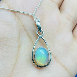 Colgante de plata con piedras preciosas de ópalo etíope hecho a mano colgante llamativo con colgantes de dijes - Product Image 4