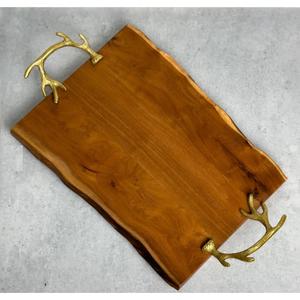 Ensemble de plateau de service en bambou écologique avec motif orchidée dorée Plateau décoratif fantaisie parfait pour servir des collations ou d'autres aliments - Product Image 4