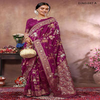 Sari pour femme de qualité supérieure, dernier design, motif contemporain, séchage rapide, tenue ethnique pour fêtes et mariages, en polyester et viscose indiens