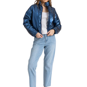 Chaqueta Metálica Acolchada de Moda para Mujer, Brillante, Ligera, Ropa de Calle de Invierno, Chaqueta Abrigada de Moda, Diseño Personalizado con Logotipo - Product Image 3