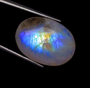 Amazing Rainbow Moonstone Cabochon Gemstone - Blue Flashy White Rainbow Gems - Smooth Loose Moonstone - Product Image 3
