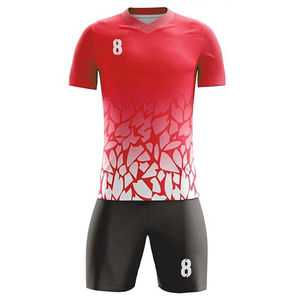 Tenue de football professionnelle d'usine, kit de football personnalisé imprimé par transfert thermique, vêtements d'équipe, maillot en polyester, col en V, manches courtes - Product Image 4