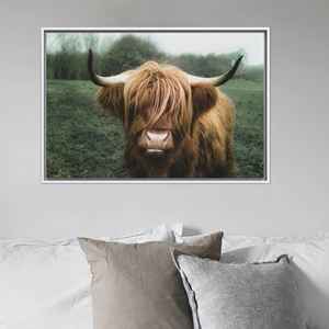 ภาพพิมพ์บนผ้าใบลายวัวไฮแลนด์สก็อตแลนด์ - งานศิลปะสัตว์ที่งดงามสำหรับตกแต่งบ้าน,1P:กรอบสีขาว - Product Image 1