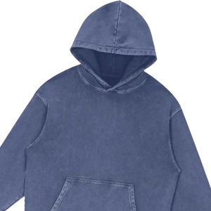 Sudadera con Capucha Extra Grande de Algodón Azul Lavado con Bolsillo Delantero, Ropa Casual de Calle para Hombre, Ajuste Holgado, Sudadera con Capucha Cálida para Invierno - Product Image 2