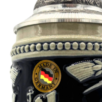Hofbrauhaus Muenchen Oktoberfest Relief 0.5L Bouteille de bière Ankard en grès céramique gris-bleu avec couvercle PETwer, classique, faite à la main, durable