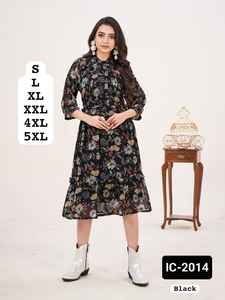 Nuevo indio Casual y uso diario Heavy Georgette Print Listo para usar Ropa de fiesta Kurtis para mujeres Use colecciones de ropa - Product Image 5