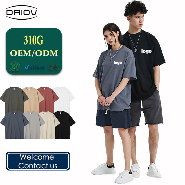 Wholesale Unisex 310Gsm Vintage T-Shirt Heavyweight 100%Cotton Solid Color Blank Washed Luxury Oversized T Shirts for Men