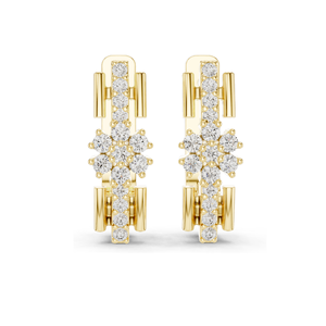 Boucles d'oreilles flocon de neige en diamant de laboratoire 0,296 CT, taille brillant rond, or 10KT, 14KT, 18KT et argent 925, or rose, jaune, blanc - Product Image 5