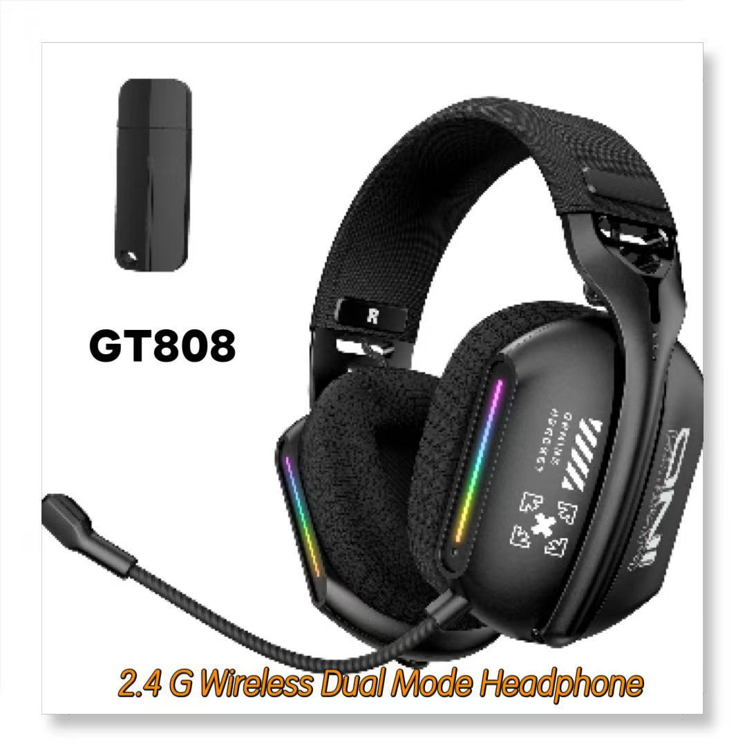 <strong>2026</strong> Hot Sale Tri- Mode Wired <strong>2.4G</strong> <strong>Wireless</strong> RGB <strong>Gaming</strong> <strong>Headsets</strong> with Omnidirectional Mic ANC Gamer Headphones GT808