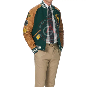 Wholesale Custom Embroidered Best Quality Patches Lettermen <b>Jacket</b> Wool Body <b>Long</b> Sleeves Baseball Varsity <b>Jacket</b> - Product Image 1