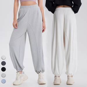 กางเกงจ็อกเกอร์ผู้หญิงทรงหลวม ผ้าริบ ขาจั๊ม ขอบเอวยางยืด ทรงแบนด์ด์ที่ข้อเท้า สไตล์สตรีทแวร์แฟชั่น ใส่สบายสำหรับฤดูร้อน - Product Image 1