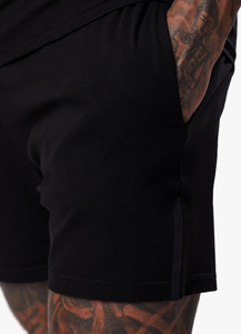 Vente en gros de shorts de gym de couleur noire en jersey pour hommes OEM avec logo personnalisé shorts d'entraînement en coton respirant et extensible fournisseur de vêtements de sport - Product Image 5