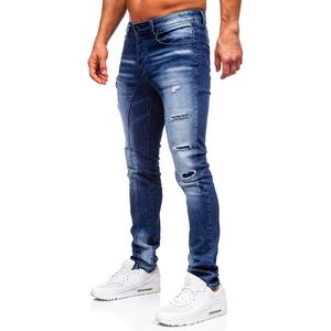 OEM y ODM Hombres Casual Tallas grandes Skiny Washed Jeans Transpirable Impermeable Denim Flat Front Style Personalizable para la temporada de invierno - Product Image 6