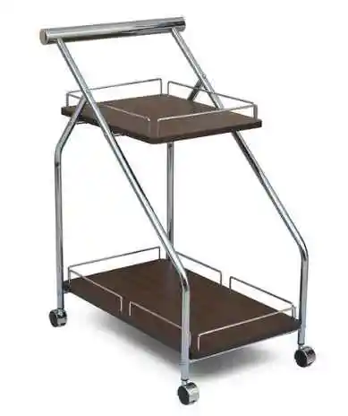 Metal Bar Trolley In Brown Colour 2 Tier Serving Cart For Restaurant Hotel Food Service Direct Factory Supply Wholesale 2023