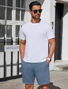 กางเกงขาสั้นผู้ชายผ้าฟลีซ สไตล์ลำลอง สตรีทแวร์ แต่งโลโก้พอง พร้อมเชือกผูกเอว วินเทจ ผ้าฝ้าย - Product Image 1