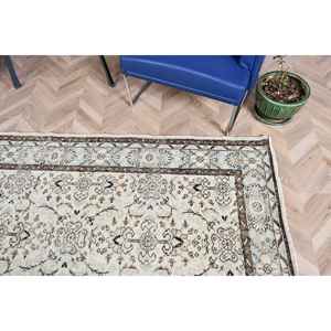 Alfombra vintage de 6.2x9.1 pies, alfombra turca grande, alfombra blanca con lunares - Product Image 5