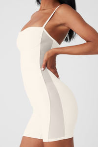 Women's <b>White</b> 2 Piece Set Breathable Skinny Fit Sports <b>Bodysuit</b> <b>Plus</b> <b>Size</b> Wholesale Gym Fitness Jumpsuit Shorts Workout Romper - Product Image 2