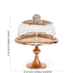 Couvercle de dôme en verre transparent de la meilleure qualité de concepteur classique pour l'approvisionnement de support de gâteau en métal de qualité supérieure plaqué or de haute qualité - Product Image 3