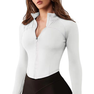 Full Zip Running Track genuine <b>Jacket</b> for <b>Women</b> <b>Lightweight</b> Workout Slim Fit Yoga <b>Jacket</b> Cropped Sportswear genuine - Product Image 1