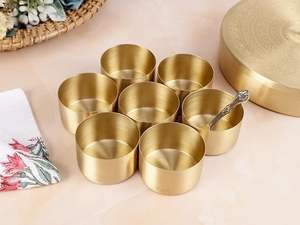 กล่องใส่เครื่องเทศทรงกลม ทำจากทองเหลืองเกรดอาหาร สำหรับตกแต่งบ้าน ดีไซน์ทันสมัย วางซ้อนกันได้ คุณภาพสูง ปรับแต่งความจุได้ - Product Image 4