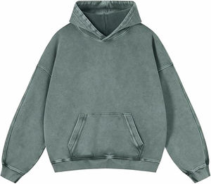 Sweat-shirt à capuche en coton surdimensionné pour femme, délavé à l'acide, écologique, streetwear, mode décontractée avec lavage délavé - Product Image 1